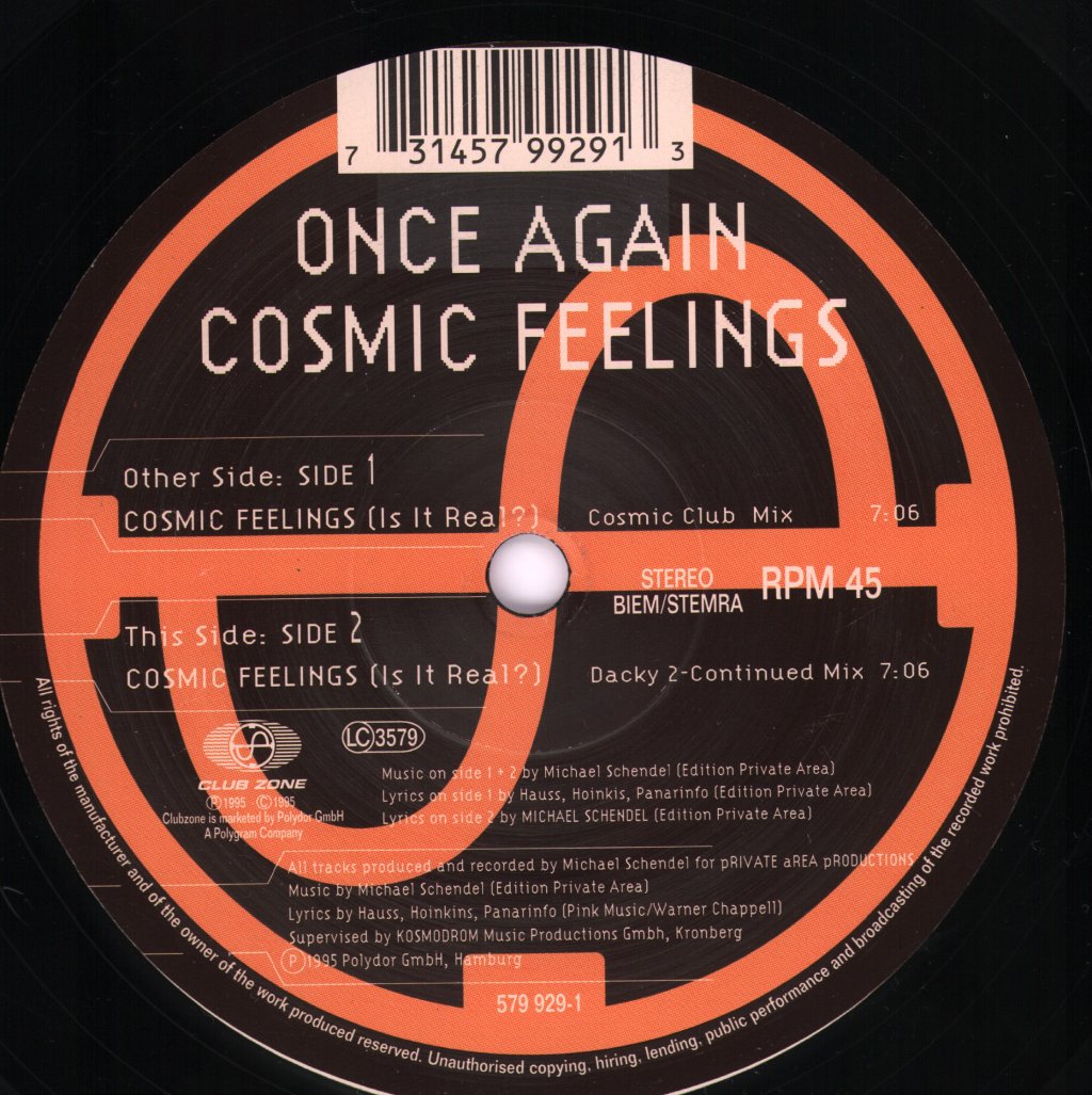 Once Again - Cosmic Feelings (Is It Real ?) - 12 Inch