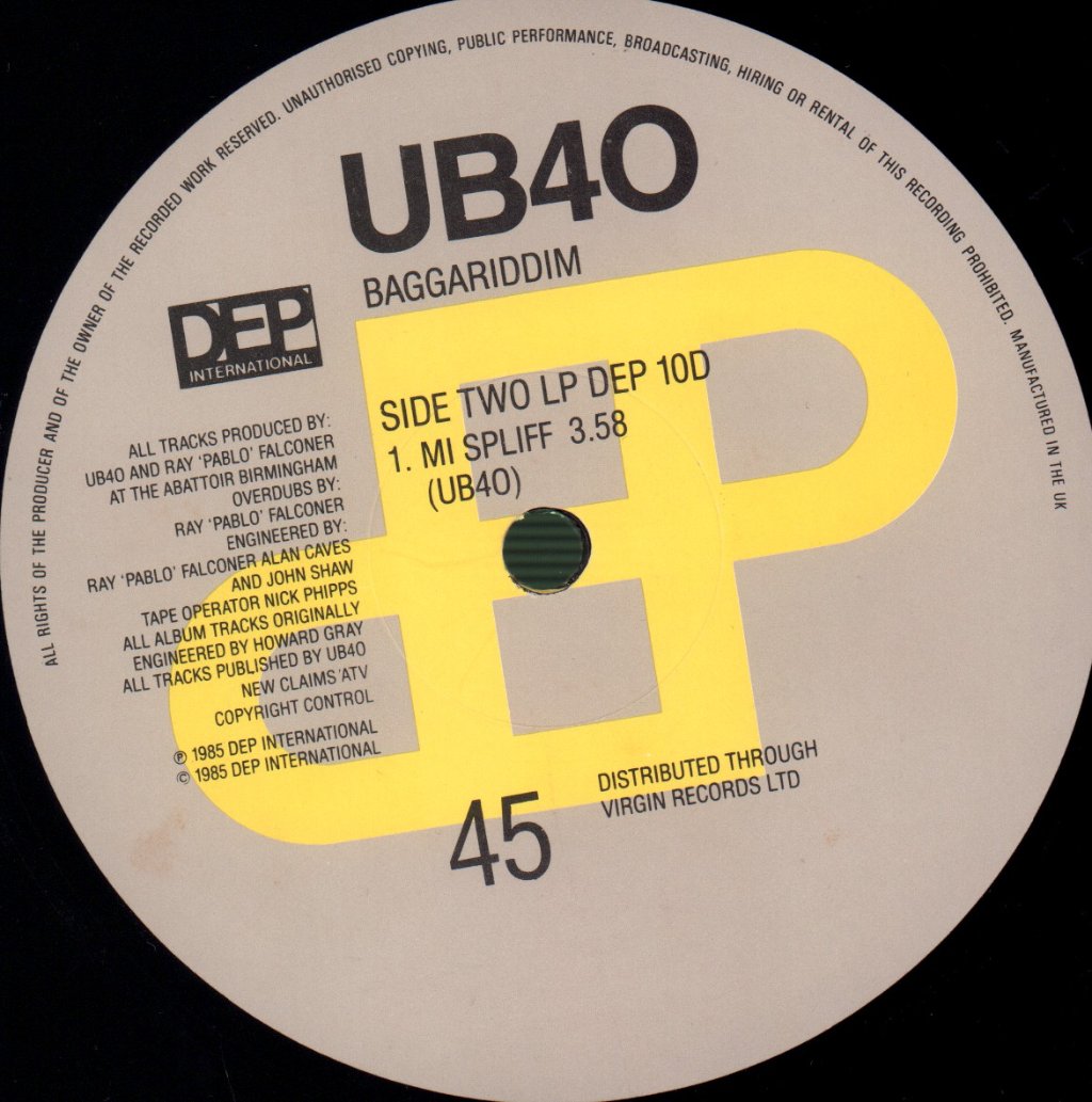 UB40 - Baggariddim - Double Lp