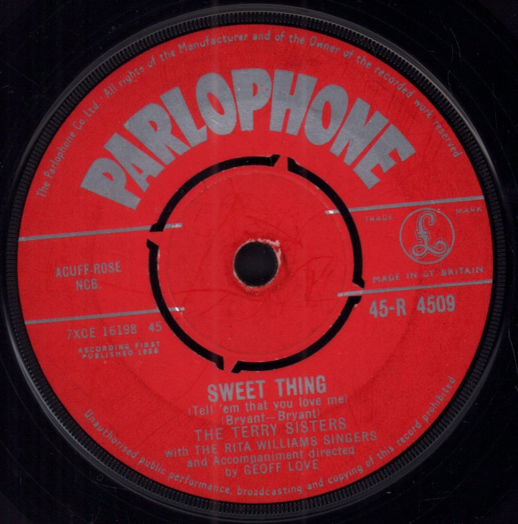 Terry Sisters - Sweet Thing (Tell 'em That You Love Me) - 7 Inch