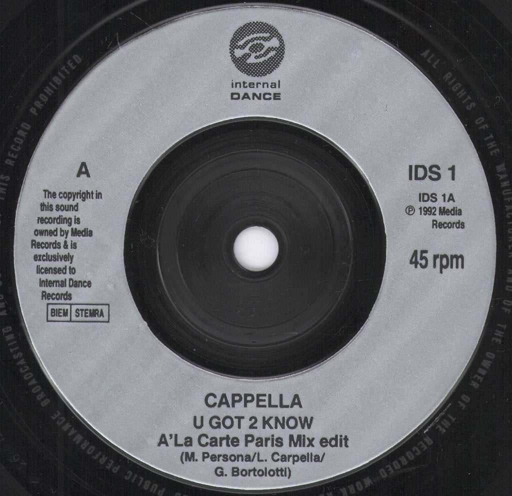 Cappella - U Got 2 Know - 7 Inch