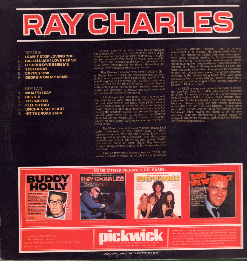 Ray Charles - I Can't Stop Loving You - Lp