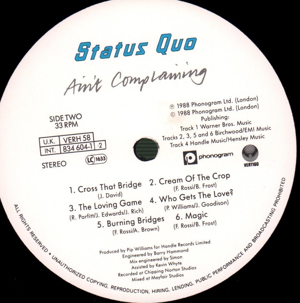 Status Quo - Ain't Complaining - Lp