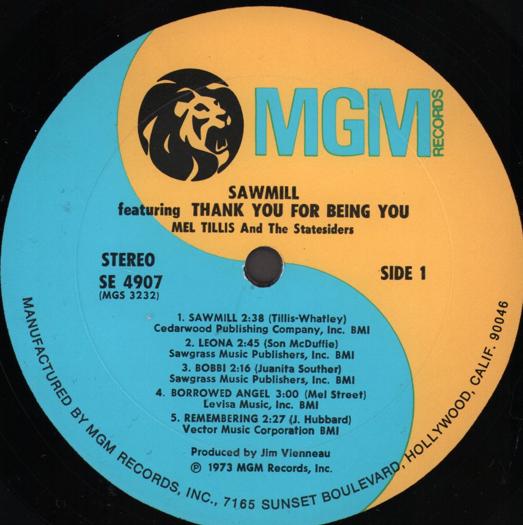 Mel Tillis And The Statesiders - Sawmill - Lp