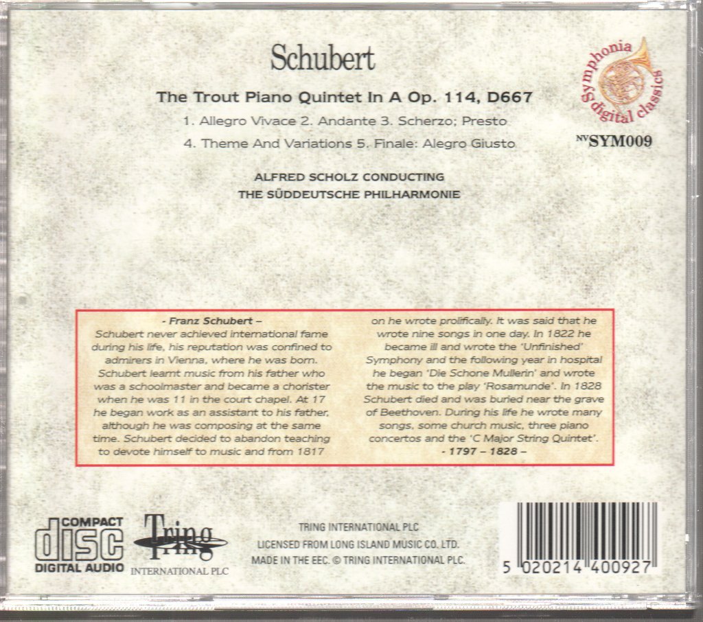 Suddeutsche Philharmonie - Schubert Trout Piano Quintet - Cd