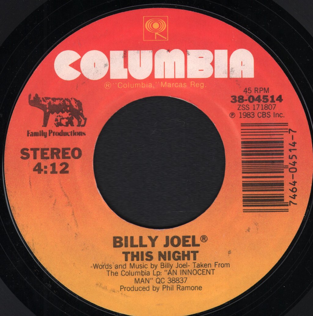 Billy Joel - Leave A Tender Moment Alone - 7 Inch