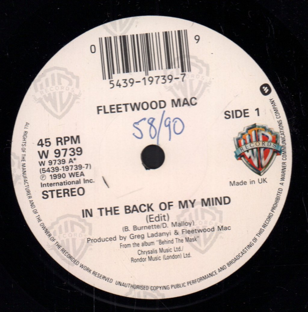 Fleetwood Mac - In The Back Of My Mind - 7 Inch