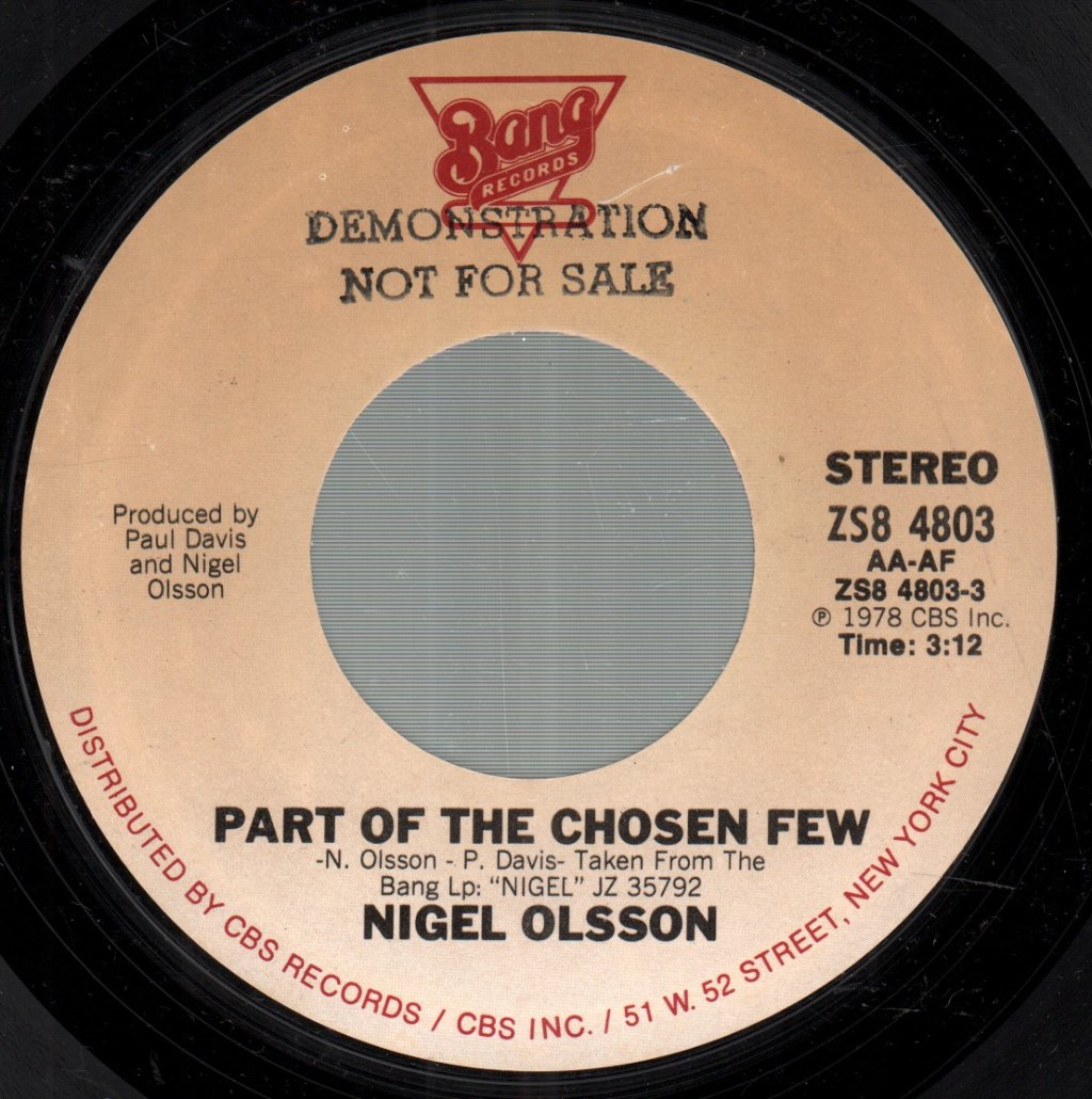 Nigel Olsson - Part Of The Chosen Few - 7 Inch