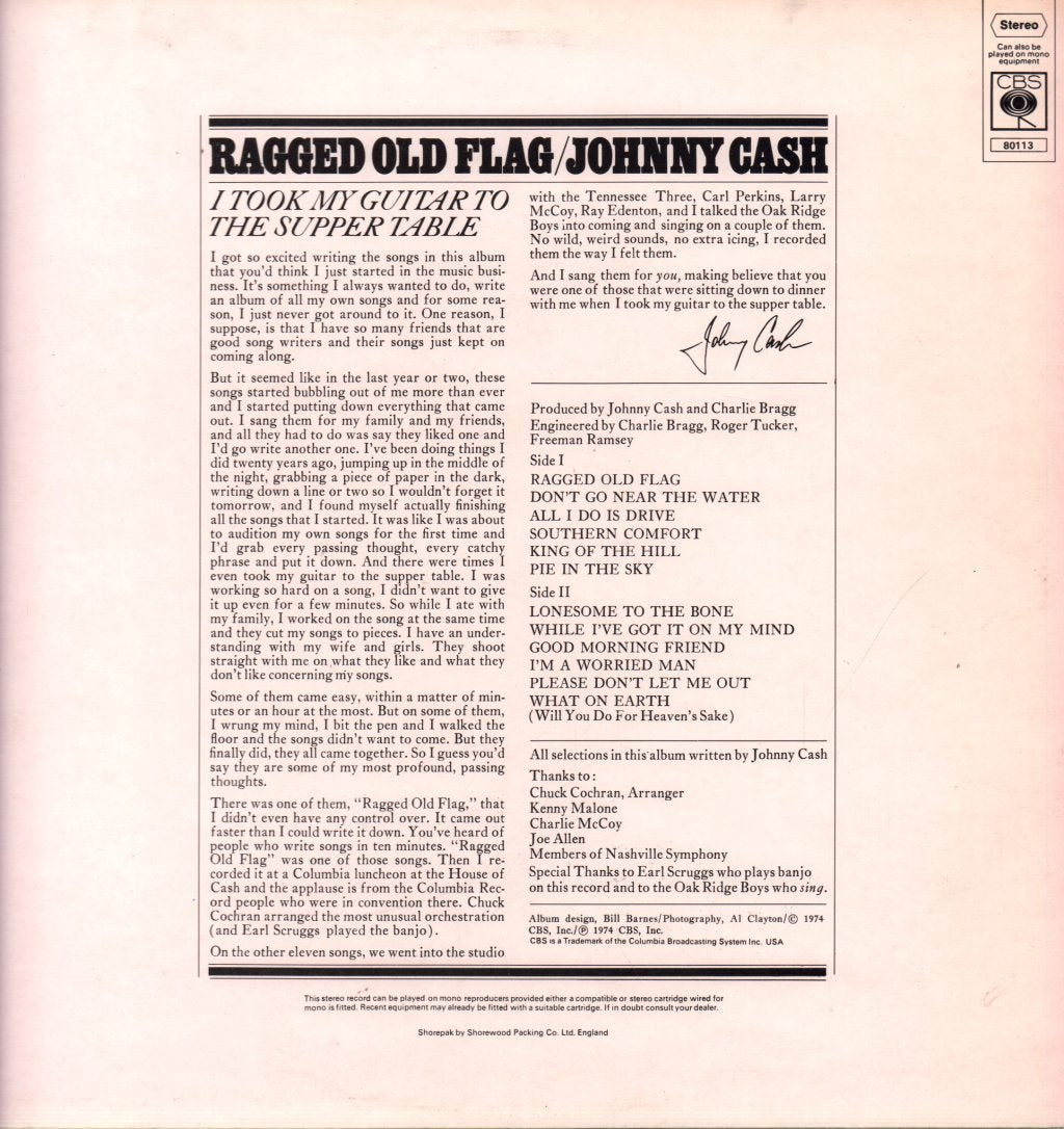 Johnny Cash - Ragged Old Flag - Lp