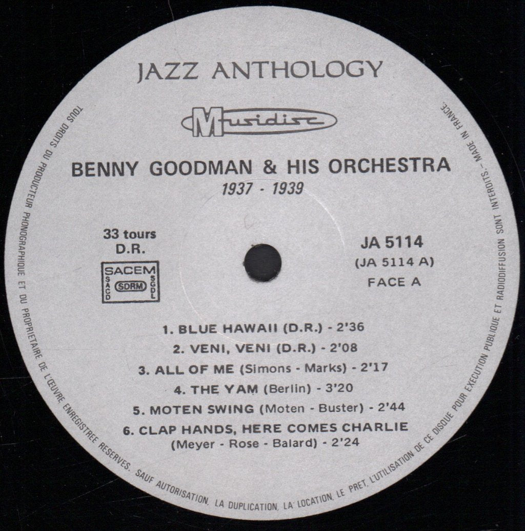 Benny Goodman And His Orchestra - 1937 - 1939 - Lp