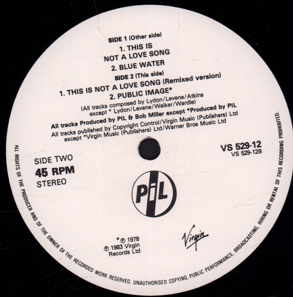 Public Image Ltd - This Is Not A Love Song - 12 Inch
