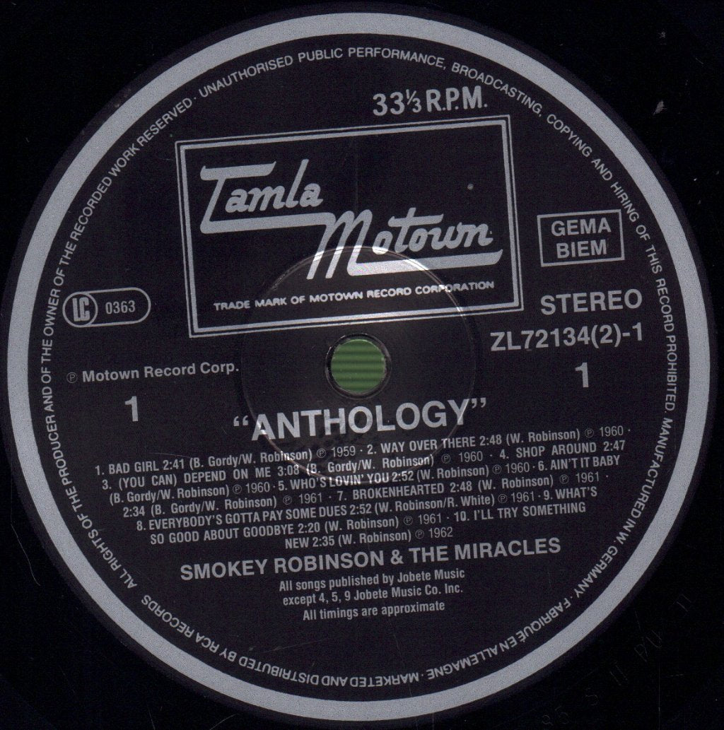 Smokey Robinson And The Miracles - Anthology - Double Lp