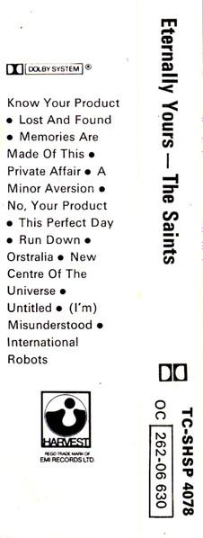 Saints (Aussie Punk Group) - Eternally Yours - Cassette