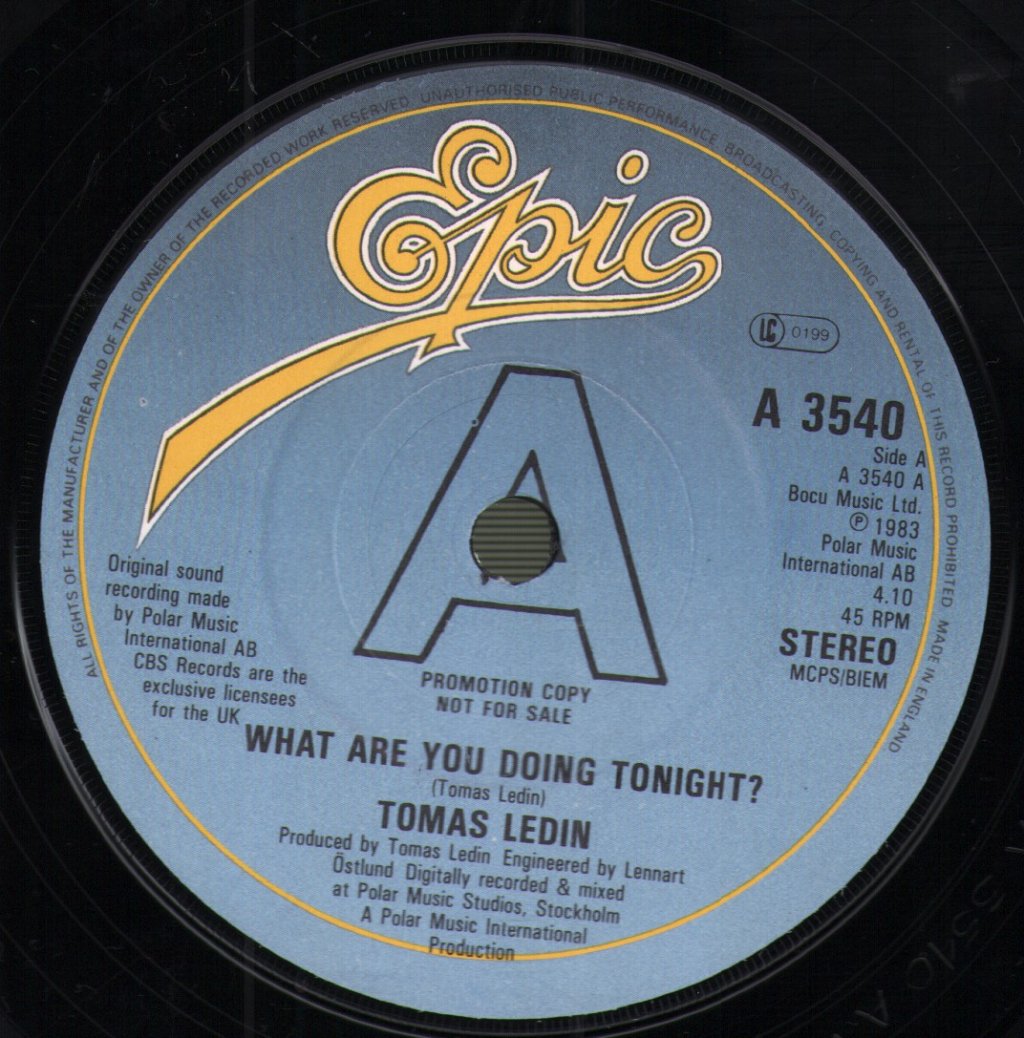 Tomas Ledin - What Are You Doing Tonight? - 7 Inch