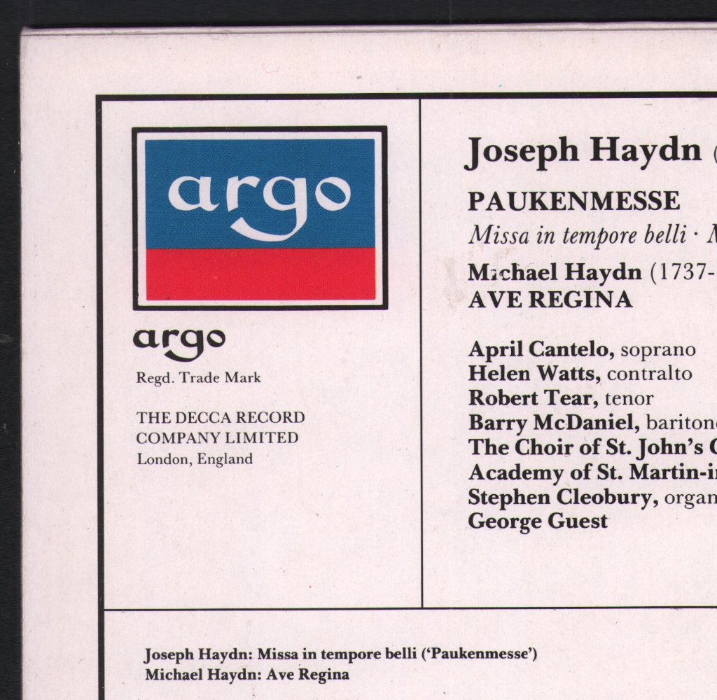April Cantelo / Helen Watts / Robert Tear / Academy Of St. Martin-in-the-Fields / Choir Of St. John's College, Cambridge / George Guest - Joseph Haydn - Paukenmesse - Lp