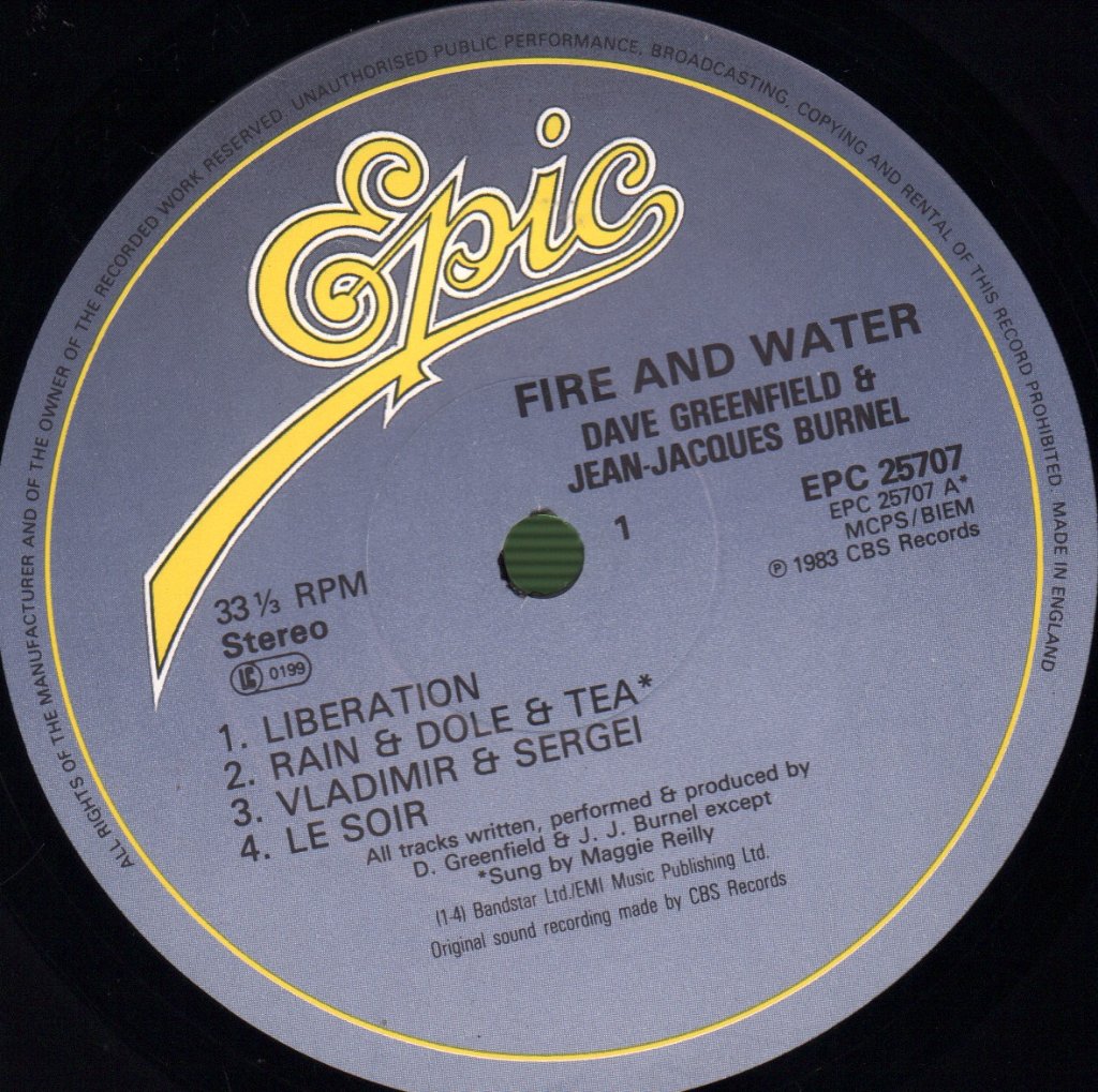 Dave Greenfield And J J Burnel - Fire And Water - Lp
