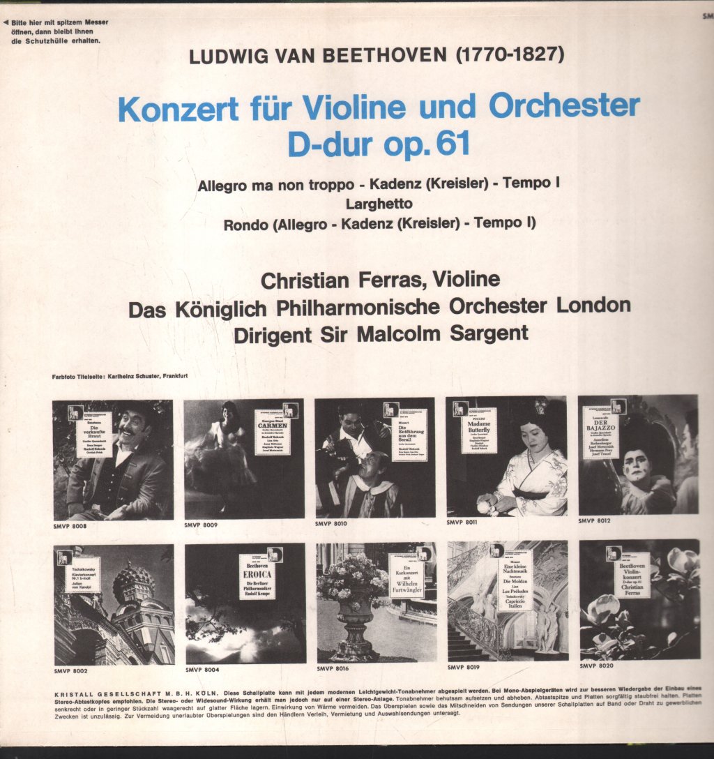 Christian Ferras / Sir Malcolm Sargent - Beethoven - Violinkonzert D-Dur Op. 61 - Lp