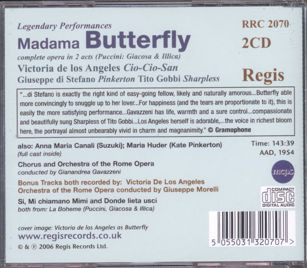 Victoria De Los Angeles, Coro E Orchestra Opera Di Roma - Puccini - Madama Butterfly - Double Cd