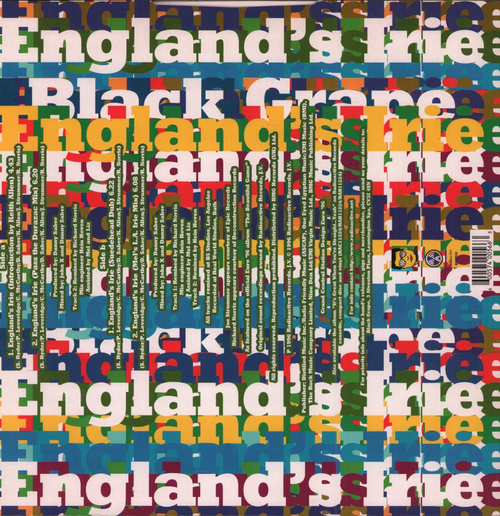 Black Grape Featuring Joe Strummer And Keith Allen - England's Irie - 12 Inch