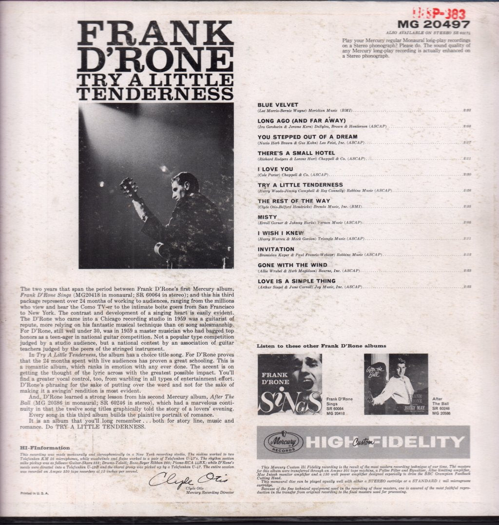 Frank D'rone - Try A Little Tenderness - Lp