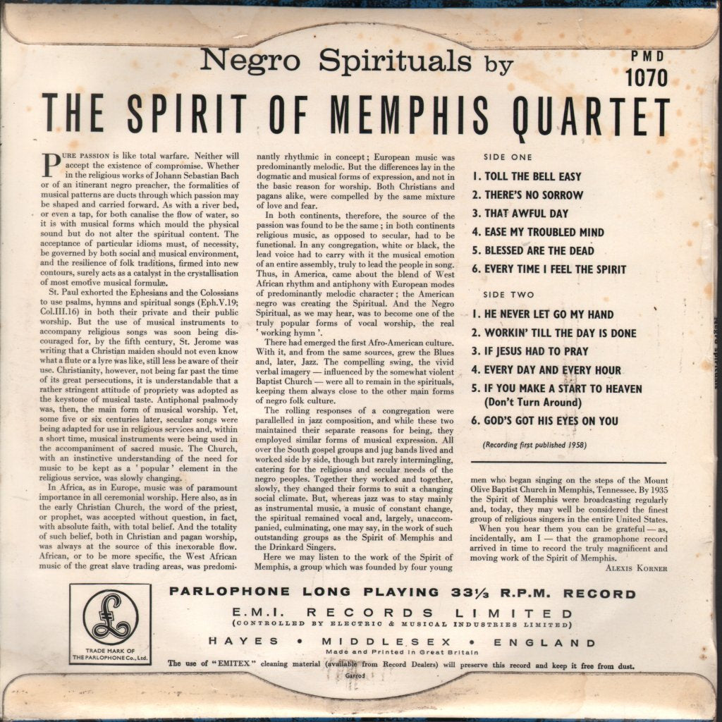 Spirit Of Memphis Quartet - Negro Spirituals - Lp