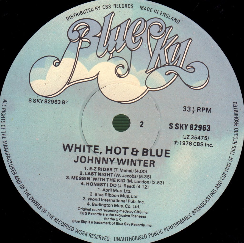 Johnny Winter - White, Hot & Blue - Lp