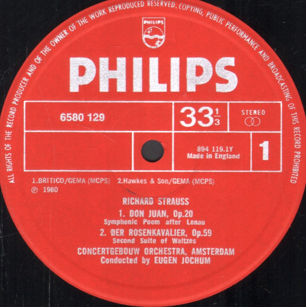 Eugen Jochum, Concertgebouw Orchestra, Amsterdam - Strauss - Don Juan / Till Eulenspiegel - Lp