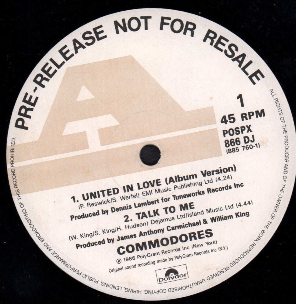 Commodores - United In Love - 12 Inch
