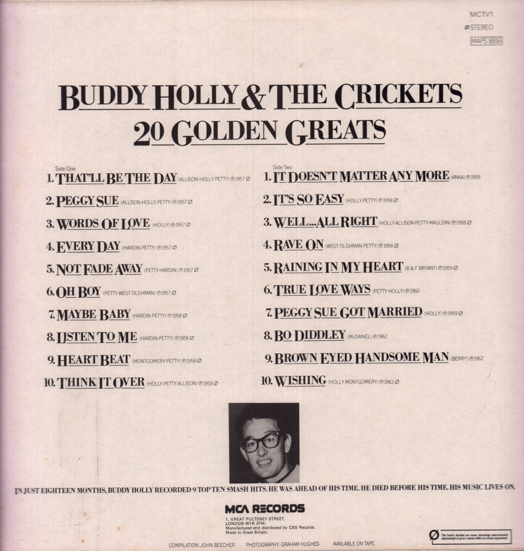 Buddy Holly And The Crickets - 20 Golden Greats - Lp