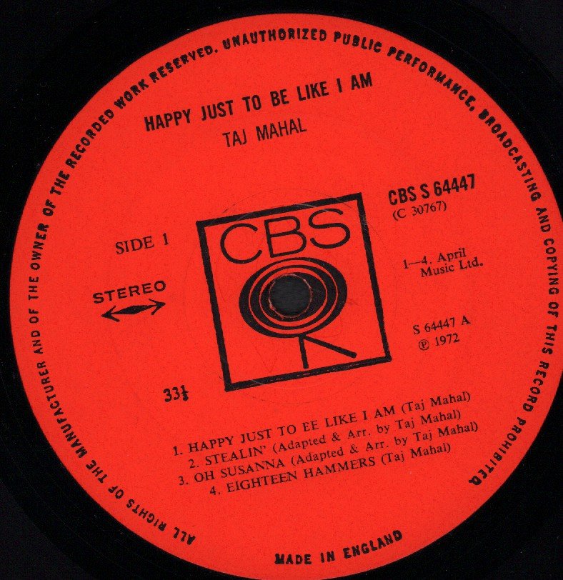 Taj Mahal - Happy Just To Be Like I Am - Lp