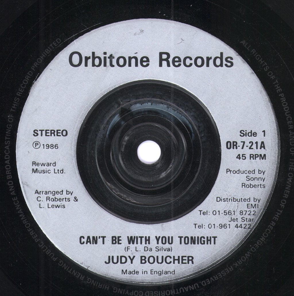 Judy Boucher - Can't Be With You Tonight - 7 Inch