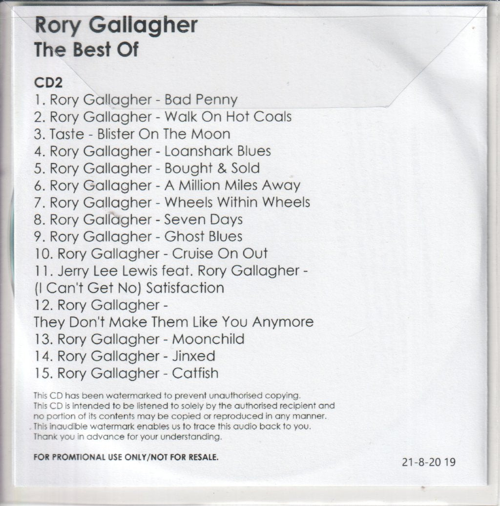 Rory Gallagher - Best Of Rory Gallagher - Double CD-R