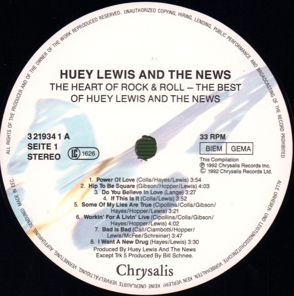 Huey Lewis & The News - Heart Of Rock & Roll (Best Of) - Lp