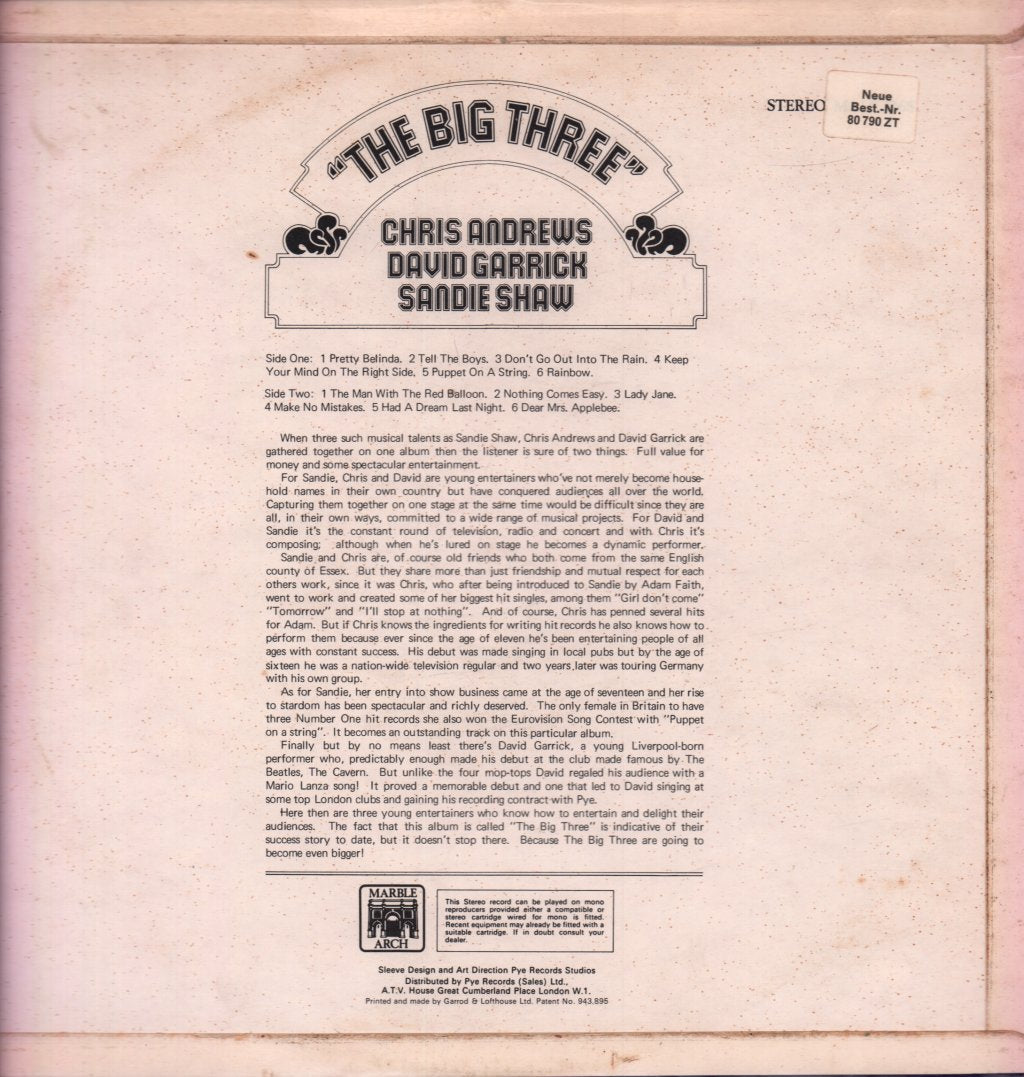 Chris Andrews/David Garrick/Sandie Shaw - Big Three - Lp