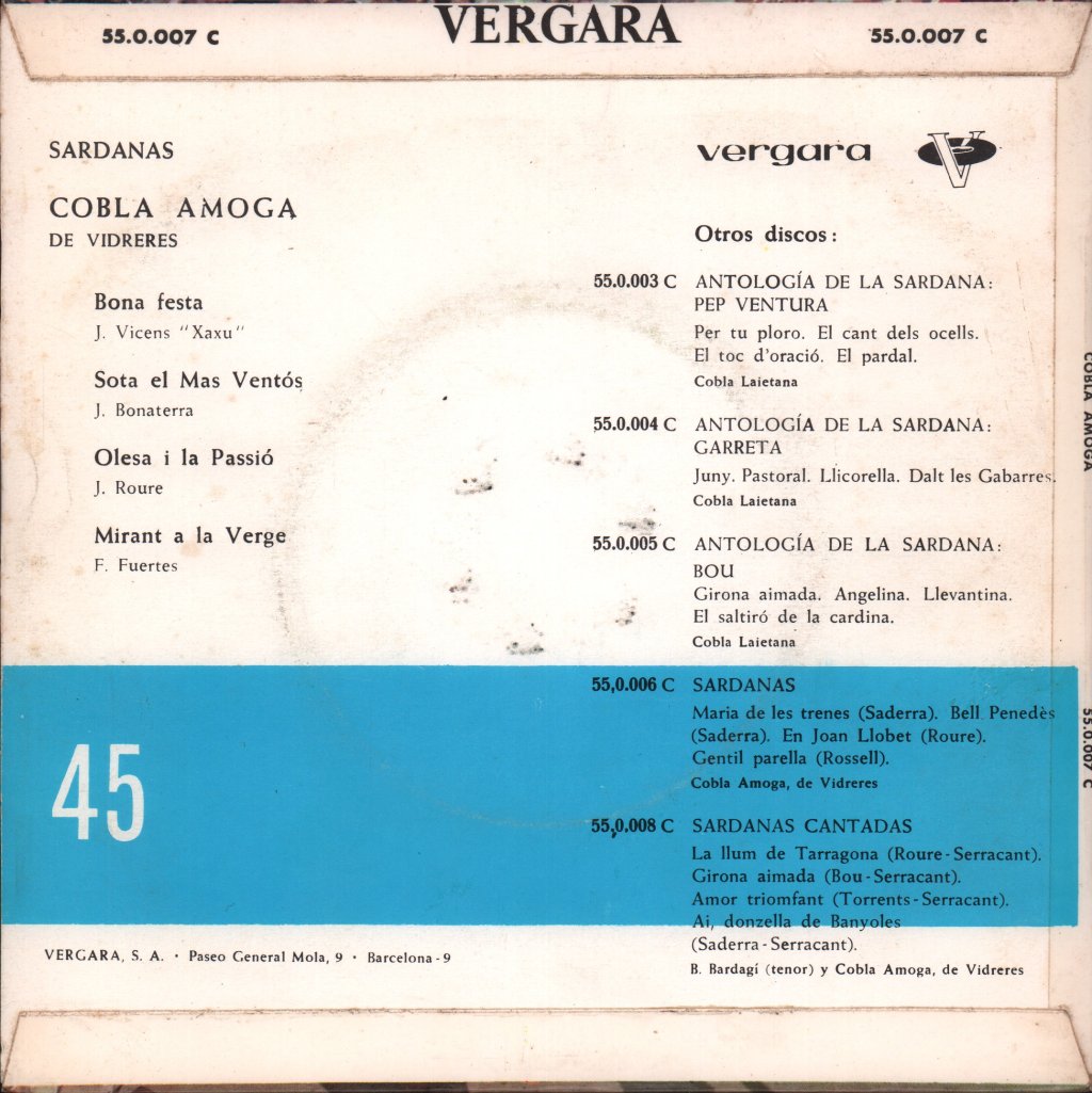 Cobla Amoga - Sardanas - 7 Inch