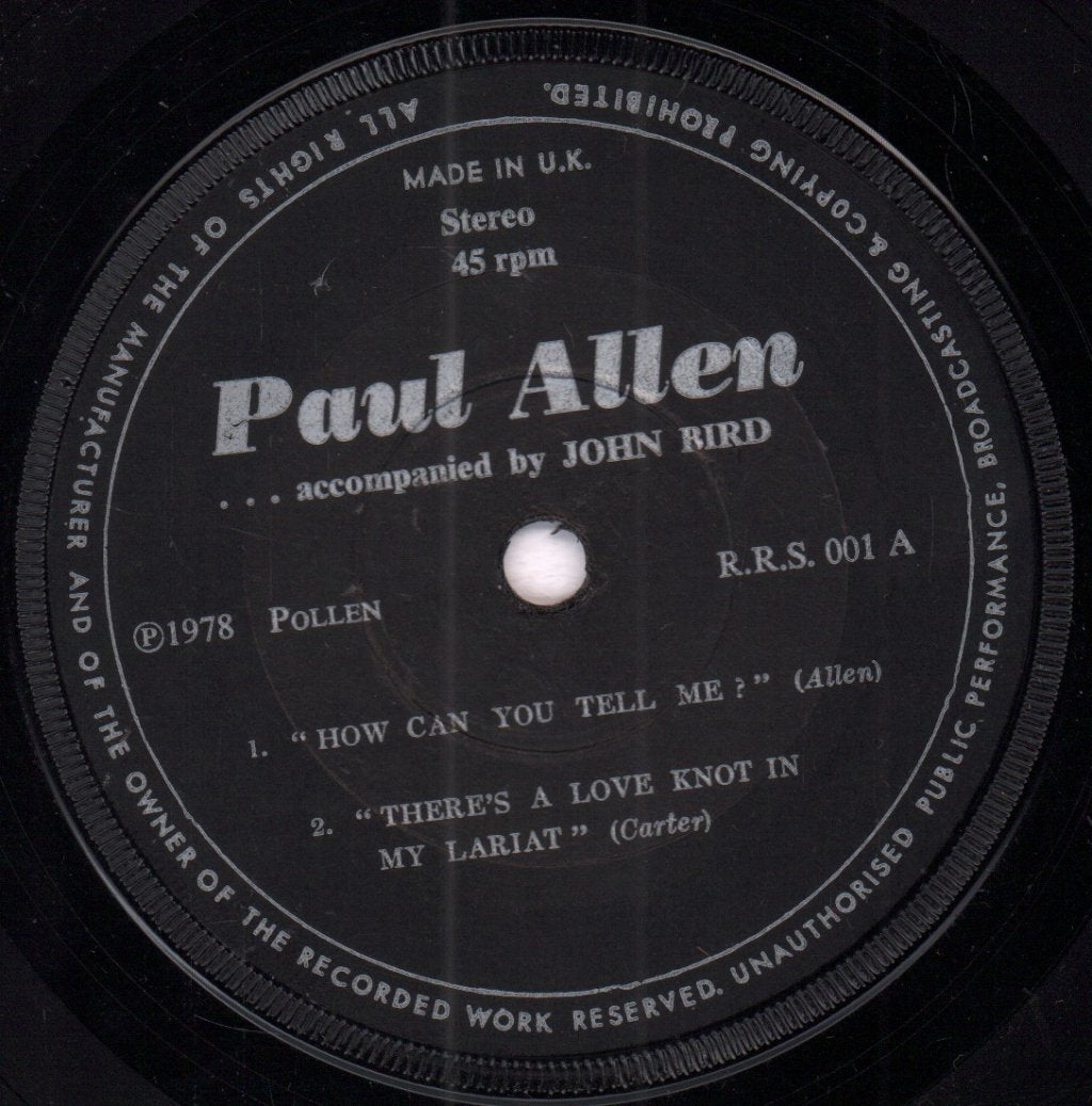 paul allen accompanied by john bird - How Can You Tell Me - 7 Inch