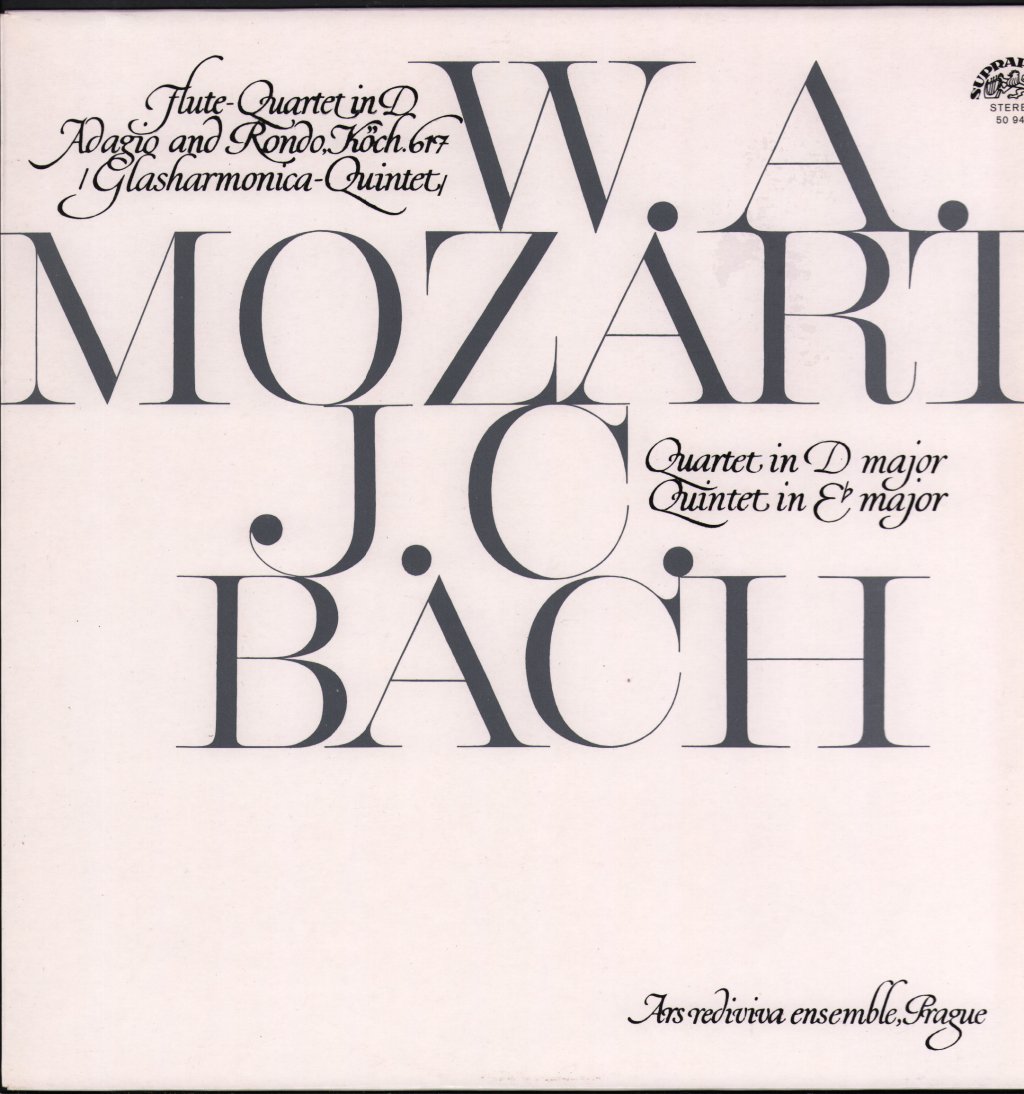 Ars Rediviva Ensemble - W. A. Mozart - Flute-Quartet In D / Adagio And Rondo, Köch. 617  (Glasharmonica-Quintet) / J. C. Bach - Quartet In D Major - Lp