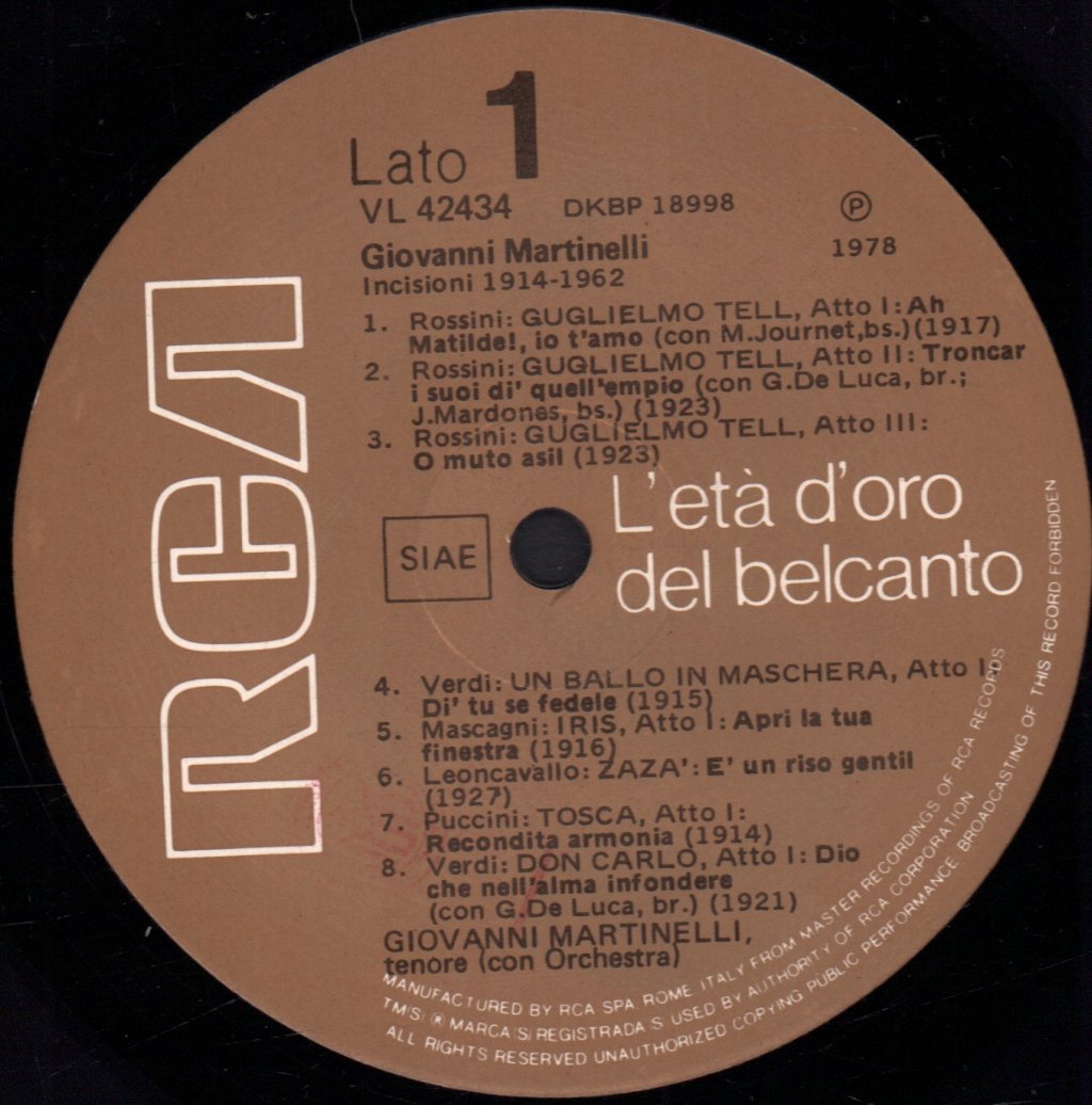 Giovanni Martinelli - Giovanni Martinelli - Lp