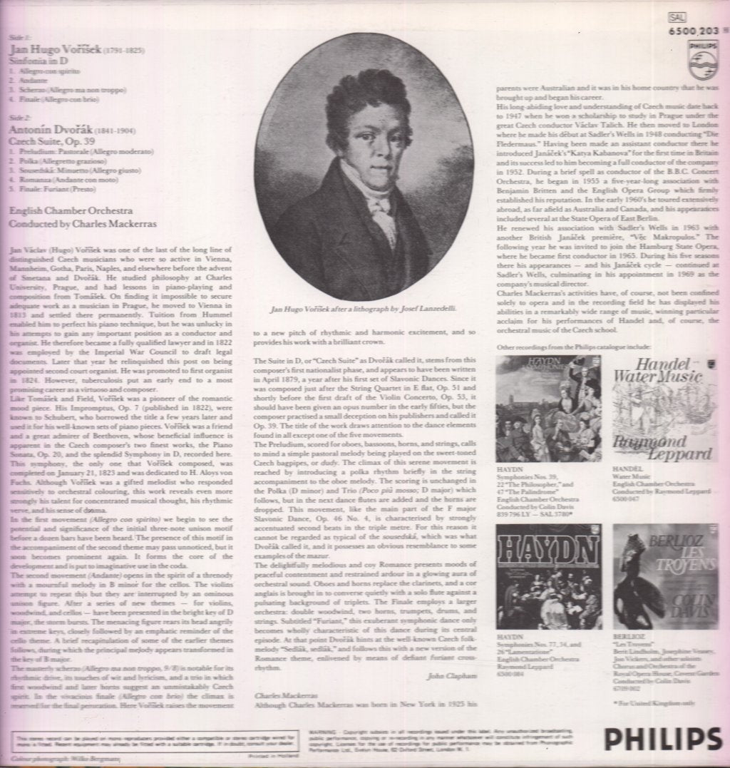 English Chamber Orchestra - Dvorak Czech Suite Vorisek Sinfonia In D - Lp