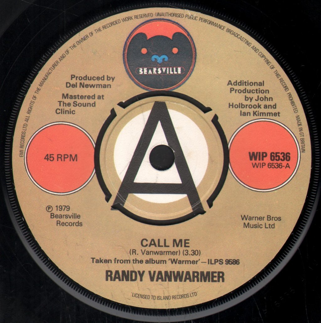 Randy Vanwarmer - Call Me - 7 Inch