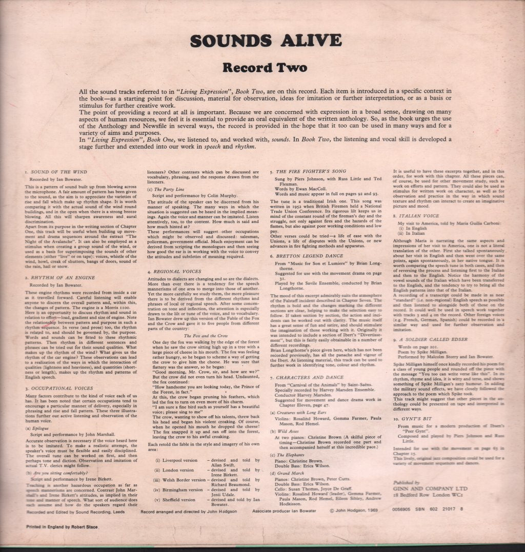 john hodgson and ernest richards - Sounds Alive Record 2 - Lp