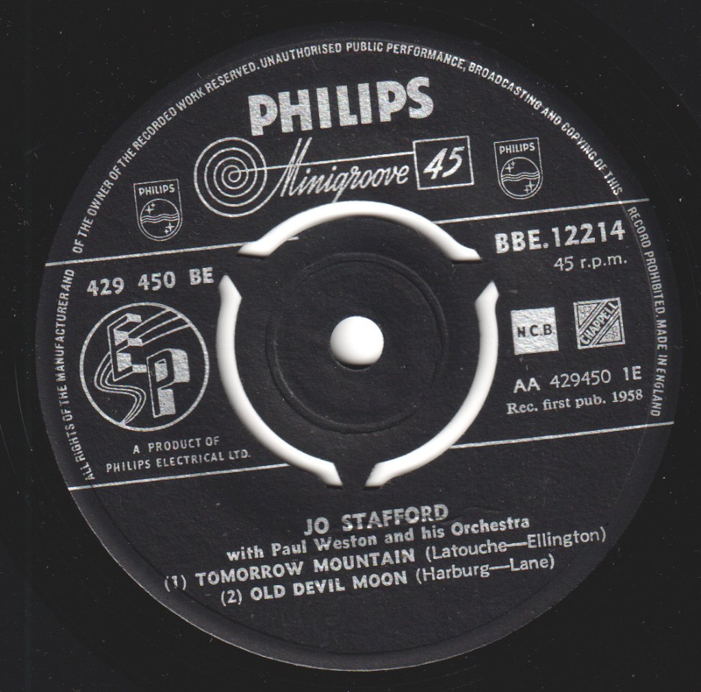 Jo Stafford - Tomorrow Mountain - 7 Inch