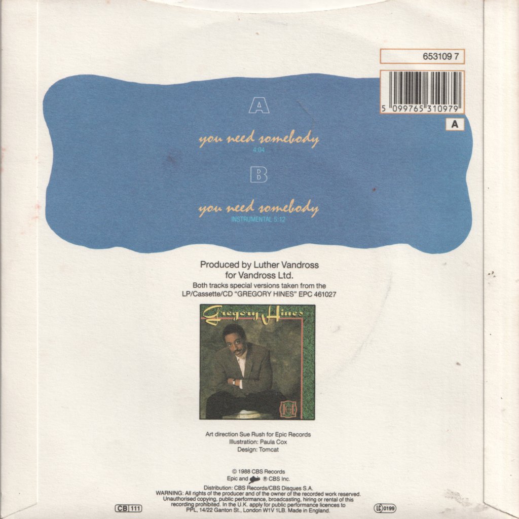 Gregory Hines - You Need Somebody - 7 Inch