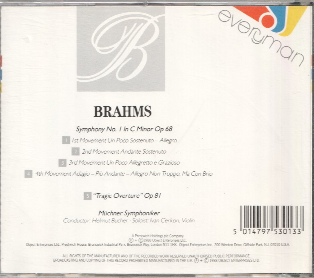 Müchner Symphoniker - Brahms - Symphony No. 1 / Tragic Overture - Cd