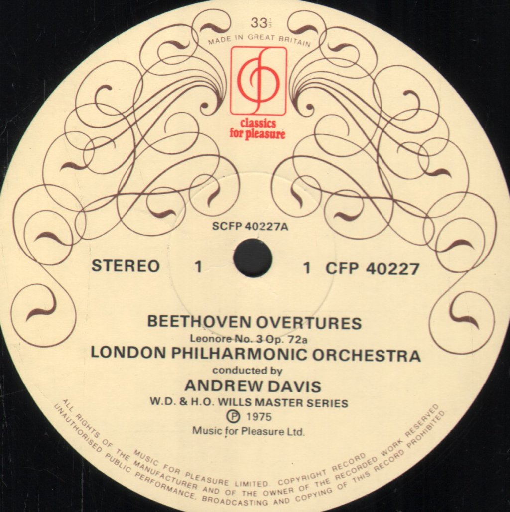 London Philharmonic Orchestra / Andrew Davis - Beethoven - Overtures - Leonore No. 3 / Egmont / Coriolan / Fidelio - Lp