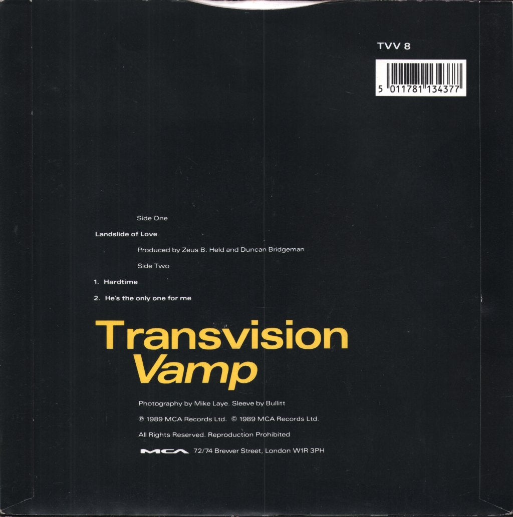 Transvision Vamp - Landslide Of Love - 7 Inch