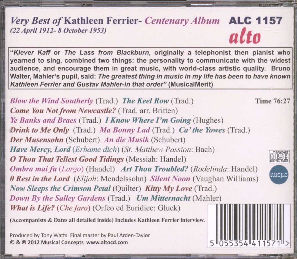 Kathleen Ferrier - Very Best Of Kathleen Ferrier - Centenary Collection - Cd