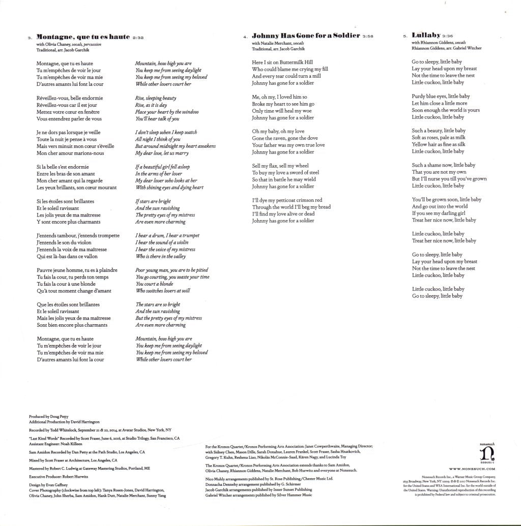 Kronos Quartet - Folk Songs - Lp