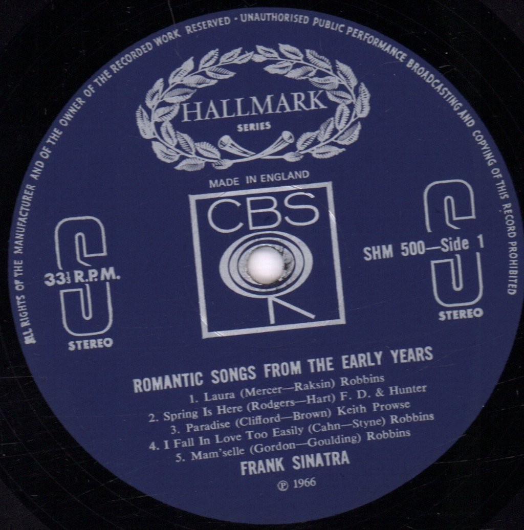 Frank Sinatra - Romantic Songs From The Early Years - Lp