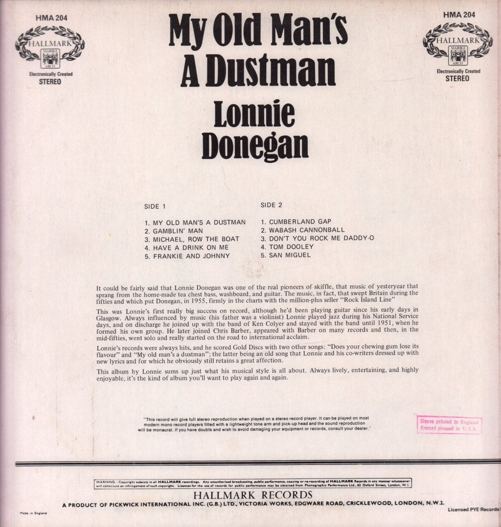 Lonnie Donegan - My Old Man's A Dustman - Lp