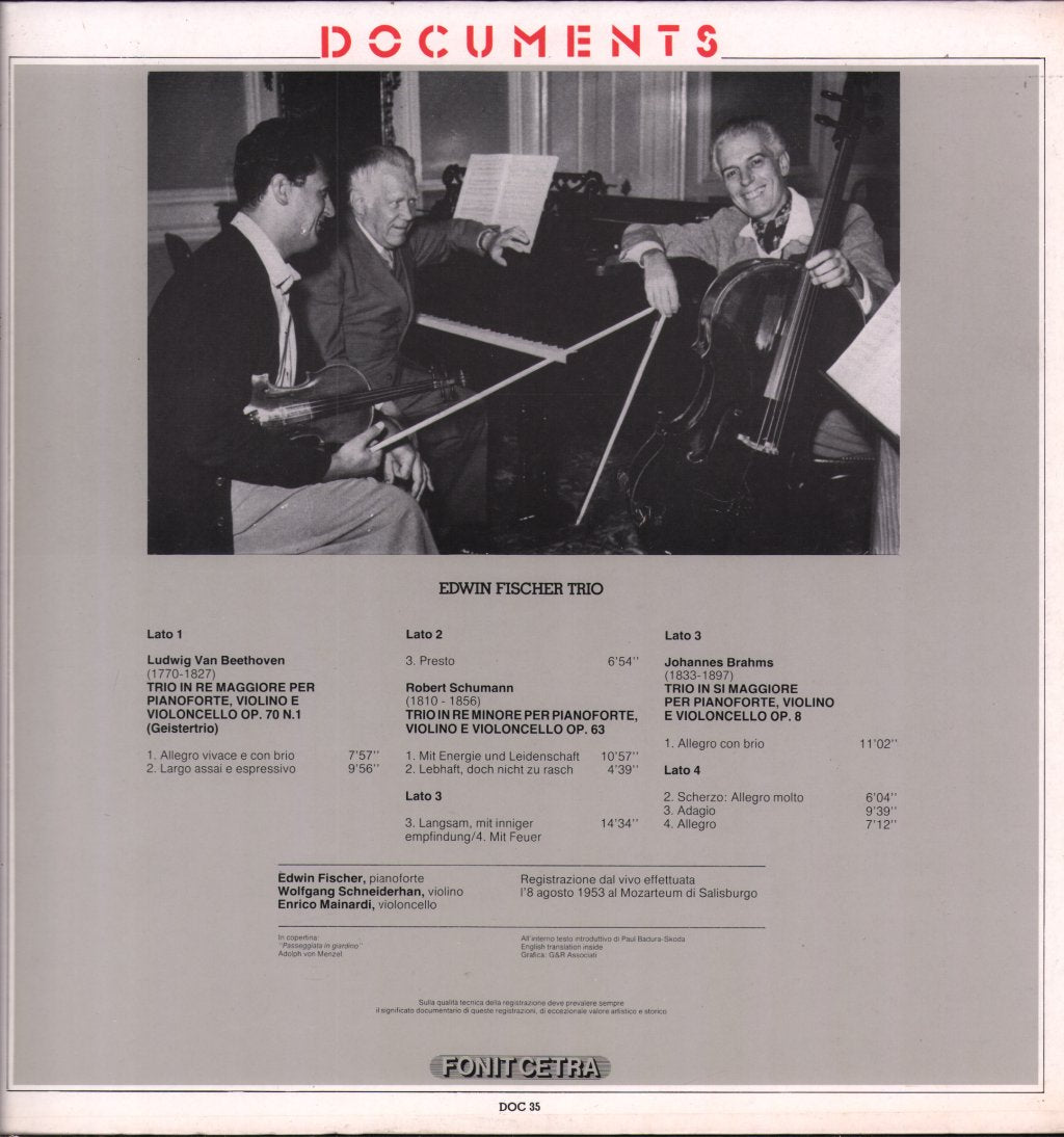 Edwin Fischer Trio - Edwin Fischer Trio - Beethoven / Schumann / Brahms - Double Lp